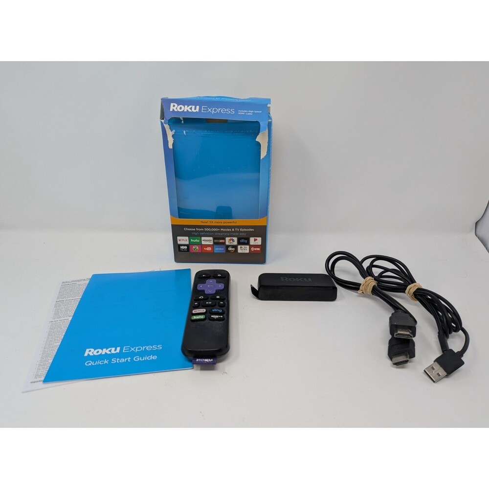 ROKU Express 3900X Wifi Streaming w/ Remote, HDMI Cable TESTED